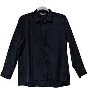 Gugliel Minotti Milano black button down blouse cotton blend size 48/14